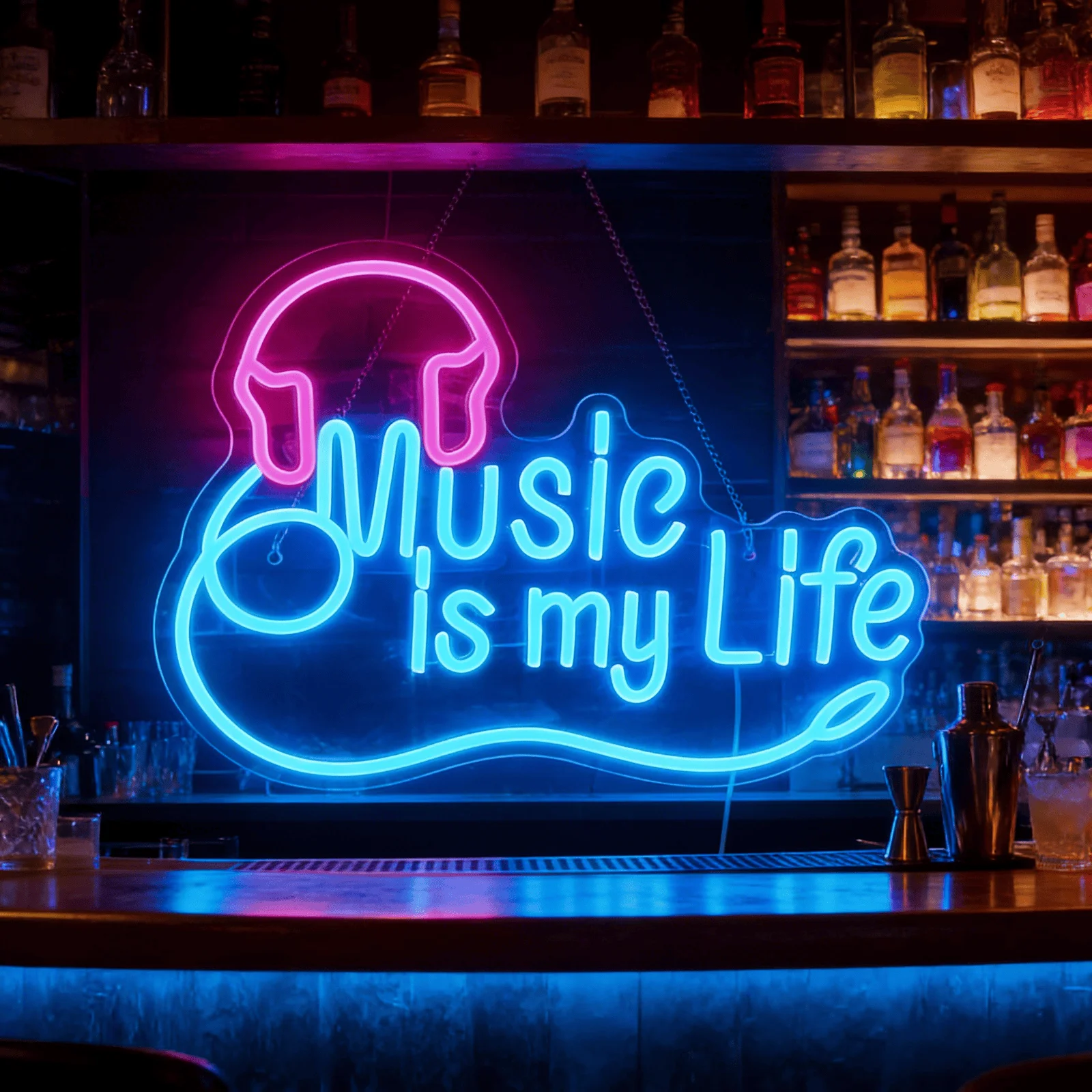 Music is My Life Neon Sign, Blue & Pink LED Neon Light with Headphone & Note Design, USB Powered Wall Decor for Bar, Bedroom & Music Studio
Music is My Life Neon Sign, Blue & Pink LED Neon Light with Headphone & Note Design, USB Powered Wall Decor for Bar, Bedroom & Music Studio