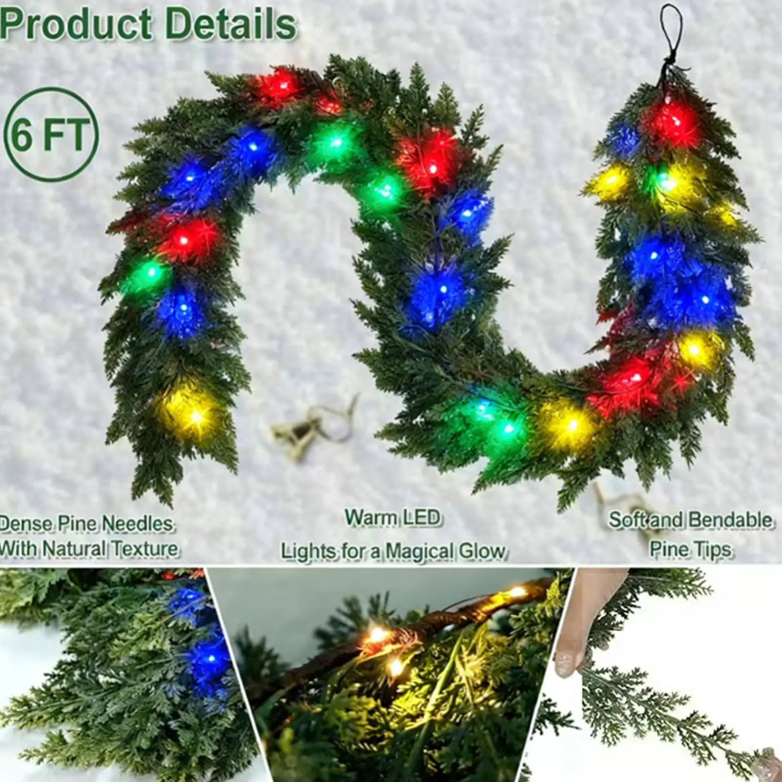 Christmas Garland With Lights 8.8Ft Artificial With Remote Lights Christmas Cedar Garland Holiday Decor For Indoor Outdoor Front
Christmas Garland With Lights 8.8Ft Artificial With Remote Lights Christmas Cedar Garland Holiday Decor For Indoor Outdoor Front