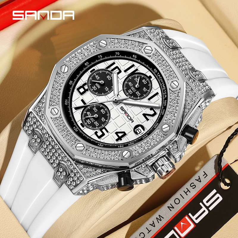 SANDA Quartz Watch For Men Fashion Multifunctional Three Eye Dial Men Watch Luxury Diamond Case Luminous Waterproof Clock Reloj
SANDA Quartz Watch For Men Fashion Multifunctional Three Eye Dial Men Watch Luxury Diamond Case Luminous Waterproof Clock Reloj