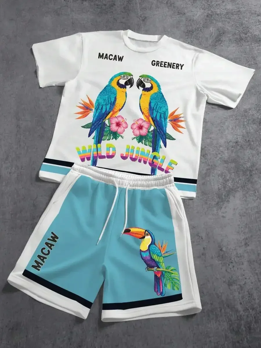 Mens Wild Jungle Parrot Graphic Print T-Shirt And Shorts Set Casual Beach Vacation Wear
Mens Wild Jungle Parrot Graphic Print T-Shirt And Shorts Set Casual Beach Vacation Wear
