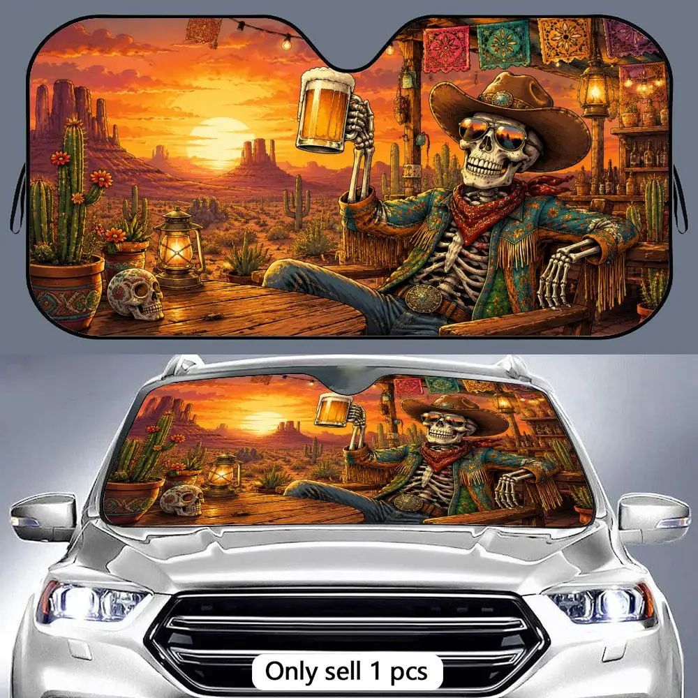 Funny Skeleton And Beer Sun Visor Reusable Double-Sided Windshield Sun Visor UV Block Portable Heat Shield Cover
Funny Skeleton And Beer Sun Visor Reusable Double-Sided Windshield Sun Visor UV Block Portable Heat Shield Cover