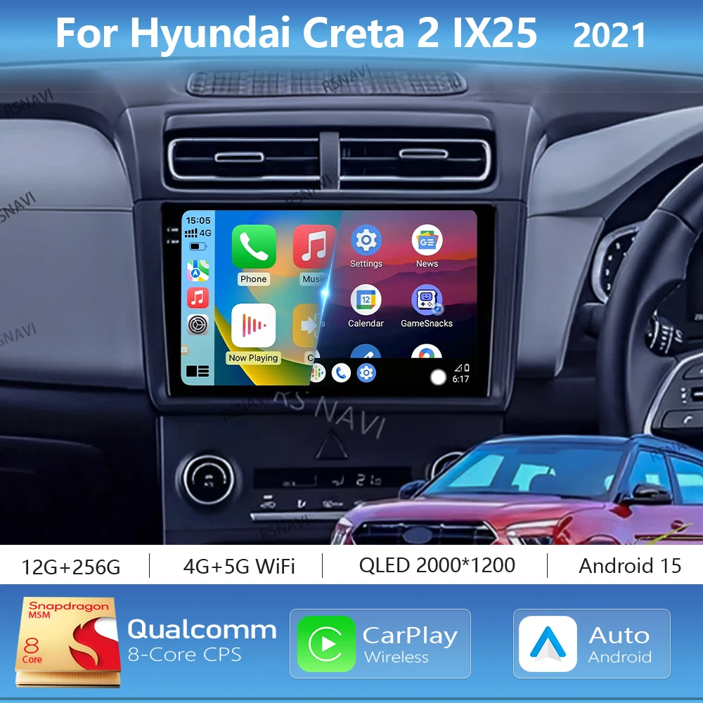 Android 15 Carplay Auto 2K экран автомобильный мультимедийный радиоплеер для Hyundai Creta 2 IX25 2021 авторадио GPS стерео 2Din головное устройство
Android 15 Carplay Auto 2K экран автомобильный мультимедийный радиоплеер для Hyundai Creta 2 IX25 2021 авторадио GPS стерео 2Din головное устройство
