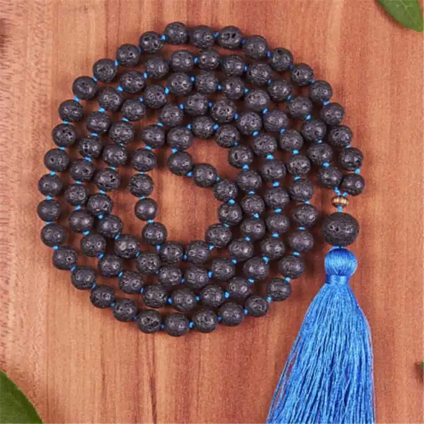 Natural Lava Rock 108 Beads Mala Necklace with Blue Accent & Blue Tassel Spiritual Aromatherapy Jewelry
Natural Lava Rock 108 Beads Mala Necklace with Blue Accent & Blue Tassel Spiritual Aromatherapy Jewelry