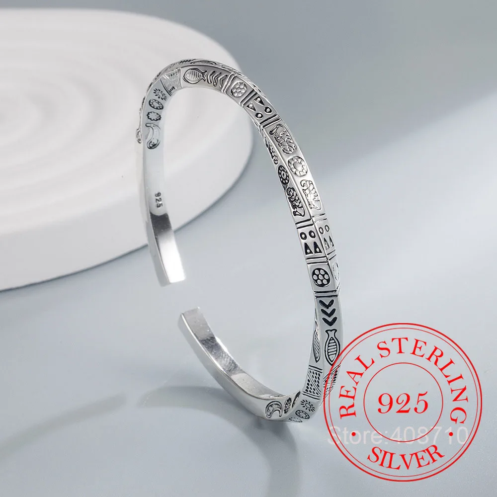 925 Sterling Silver Geometry Totems Open Bracelets Bangles For Women Luxury Designer Party Jewelry Gift Female
925 Sterling Silver Geometry Totems Open Bracelets Bangles For Women Luxury Designer Party Jewelry Gift Female