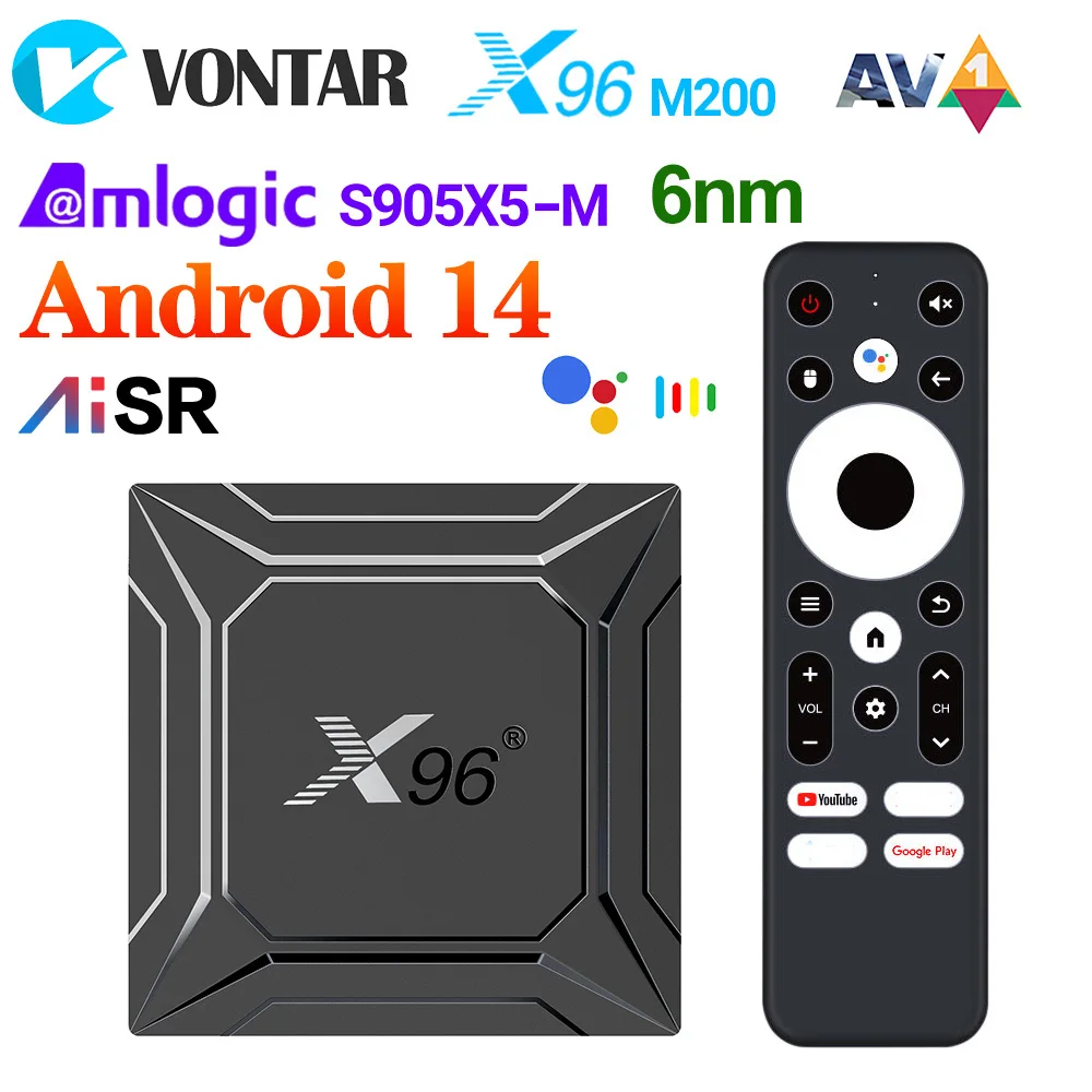 X96 M200 ТВ-приставка Android14 Amlogic S905X5M (S905A)Чотириядерный ARM Cortex A55 Поддержка AI-SR AV1 4K HD 1000M LAN Wi-Fi BT Телеприставка
X96 M200 ТВ-приставка Android14 Amlogic S905X5M (S905A)Чотириядерный ARM Cortex A55 Поддержка AI-SR AV1 4K HD 1000M LAN Wi-Fi BT Телеприставка