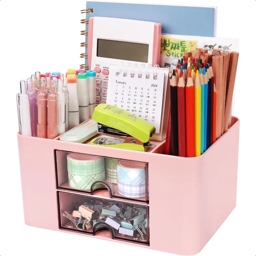 Plastic Pen Organizer Multifunctional Desk Organizer with 2 Drawers 4 Compartments and a Top Tray Pencil Holder Desktop Organiz
Plastic Pen Organizer Multifunctional Desk Organizer with 2 Drawers 4 Compartments and a Top Tray Pencil Holder Desktop Organiz