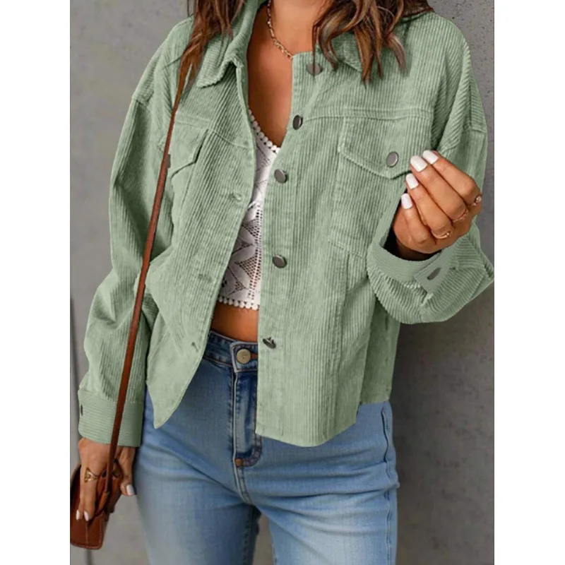 Women's Corduroy Coat 15043 Flannel Spring Summer Autumn Outerwear Female Fashionable Stylish Short Coat for Ladies
Women's Corduroy Coat 15043 Flannel Spring Summer Autumn Outerwear Female Fashionable Stylish Short Coat for Ladies