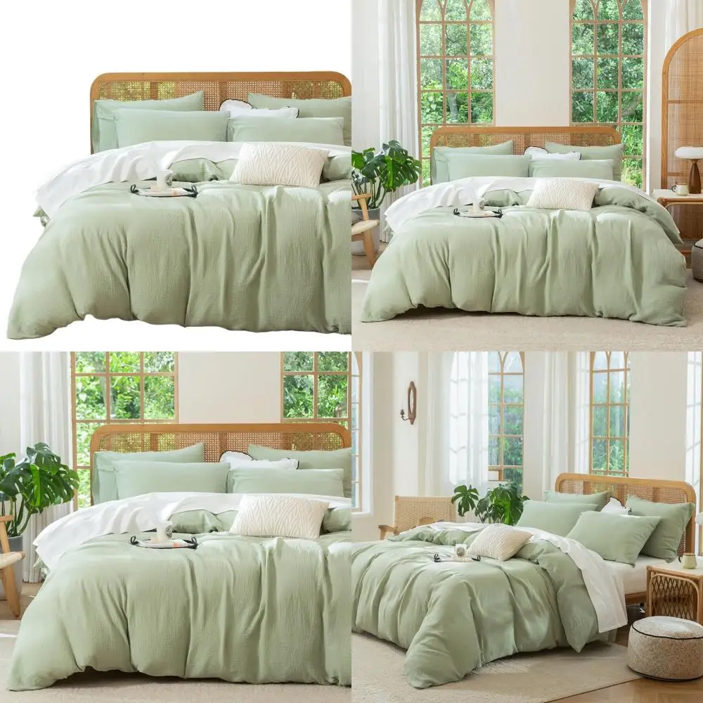 Luxury Sage Green Cotton Duvet Cover Set, Queen Size, Crinkle Gauze, 3-Piece Bedding, All-Season Softness, Zippered Closure
Luxury Sage Green Cotton Duvet Cover Set, Queen Size, Crinkle Gauze, 3-Piece Bedding, All-Season Softness, Zippered Closure