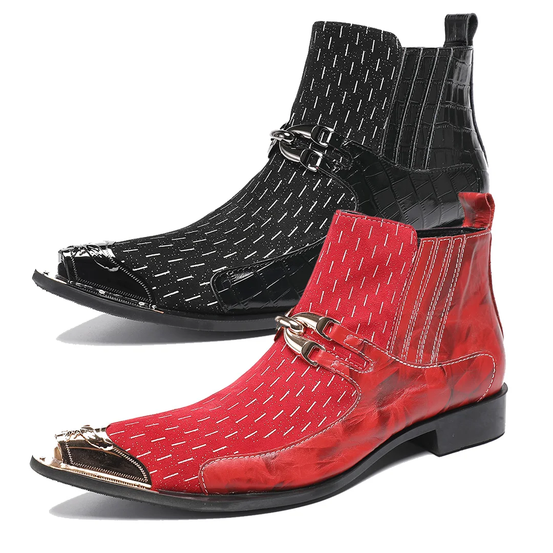 Metal Pointed Chelsea Men's Boots Flannel Spring and Autumn Elastic Band Ankle Boots Novel and Fashionable Plus Size Party Shoes
Metal Pointed Chelsea Men's Boots Flannel Spring and Autumn Elastic Band Ankle Boots Novel and Fashionable Plus Size Party Shoes