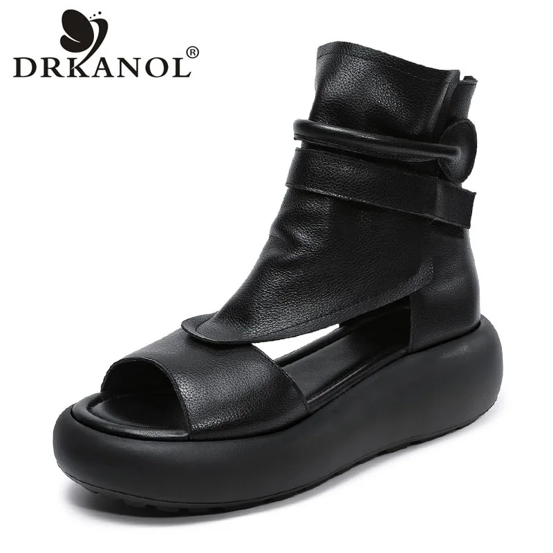 DRKANOL Fashion Women Summer Cool Boots Genuine Cow Leather Wedges Heel Platform Open Toe Back Zipper High Top Roman Sandals
DRKANOL Fashion Women Summer Cool Boots Genuine Cow Leather Wedges Heel Platform Open Toe Back Zipper High Top Roman Sandals