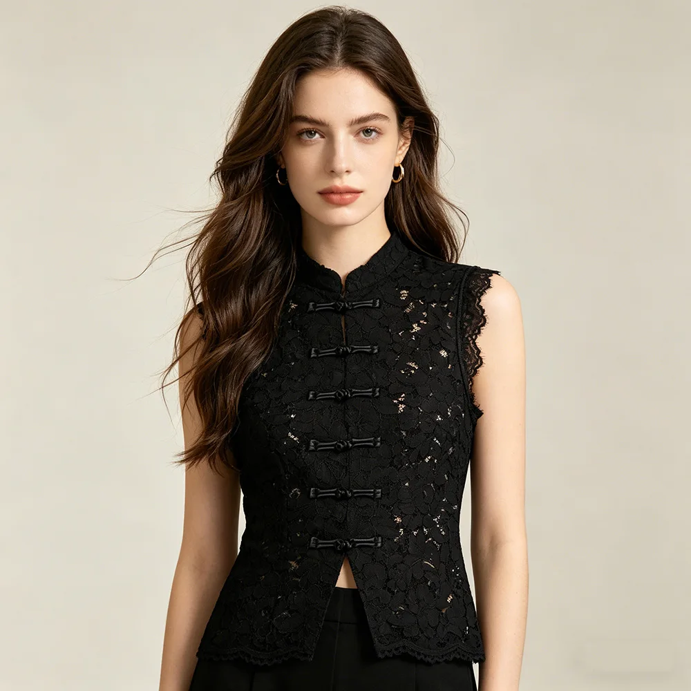 Sexy Front Hollow Out Split Tank Top Womens Floral Lace Mandarin Collar Crop Tops Summer Sleeveless Shirt Blouses Vintage Vest
Sexy Front Hollow Out Split Tank Top Womens Floral Lace Mandarin Collar Crop Tops Summer Sleeveless Shirt Blouses Vintage Vest