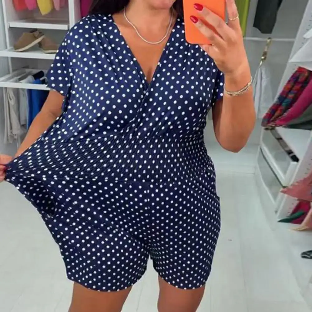 Comfortable Romper Stylish Women's V-neck Jumpsuits with Side Pockets Dot Print Wide Leg Romper High-waisted Polyester for A
Comfortable Romper Stylish Women's V-neck Jumpsuits with Side Pockets Dot Print Wide Leg Romper High-waisted Polyester for A
