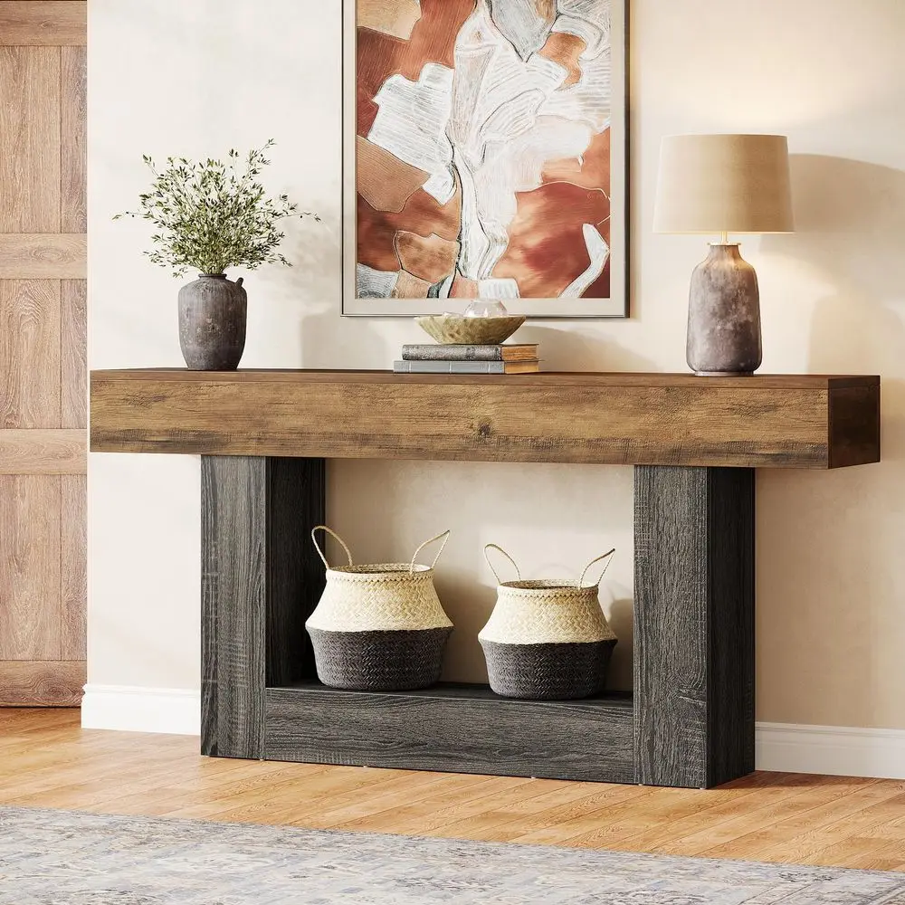 63Inch Long Console Table, 2Tier Entryway Table Sofa Table with Storage, Farmhouse Wood Behind Couch Tables for Living Room, Ha
63Inch Long Console Table, 2Tier Entryway Table Sofa Table with Storage, Farmhouse Wood Behind Couch Tables for Living Room, Ha