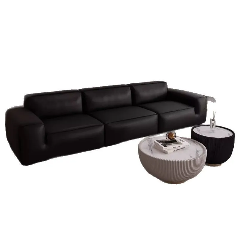Italian light luxury big black cowhide sofa office modern minimalist living room
Italian light luxury big black cowhide sofa office modern minimalist living room