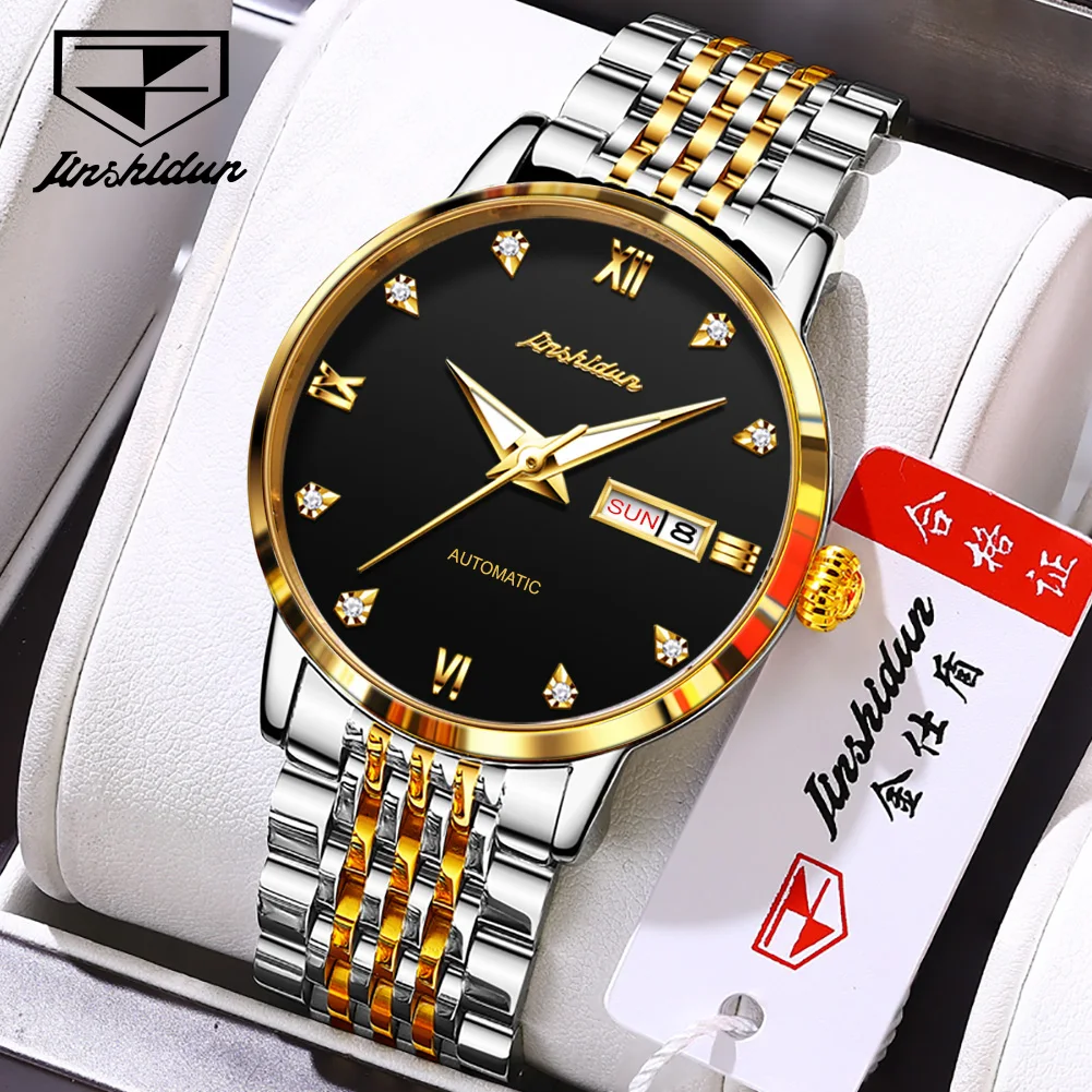 JSDUN 8807 Business Man Automatic Watch Roman Scale Mechanical Watch For Men Dual Calendar Stainless Steel 50m Waterproof Watch
JSDUN 8807 Business Man Automatic Watch Roman Scale Mechanical Watch For Men Dual Calendar Stainless Steel 50m Waterproof Watch