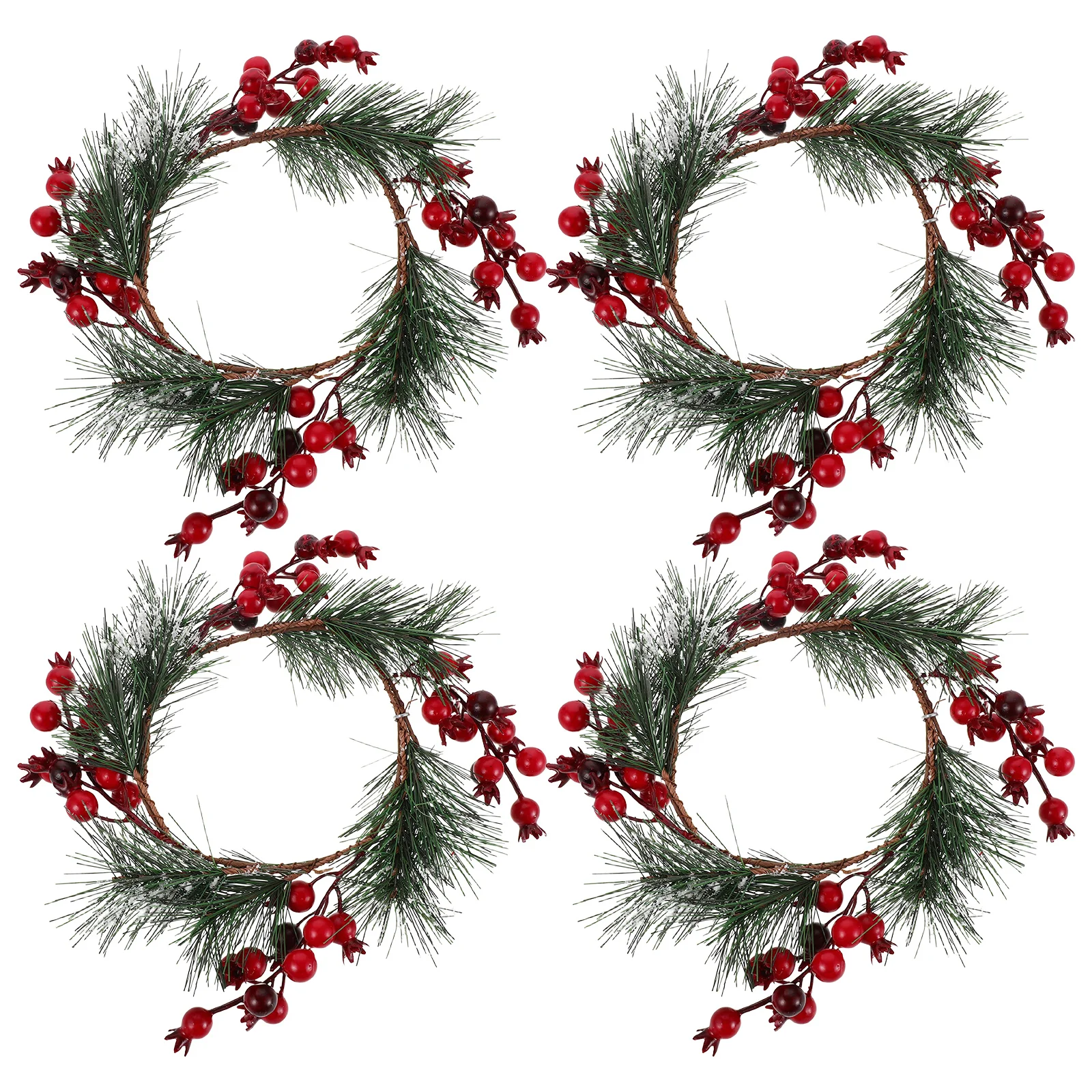 4Pcs Christmas Wreaths Ring Needle Design with Red Berries Holder for Table Mantle Decoration
4Pcs Christmas Wreaths Ring Needle Design with Red Berries Holder for Table Mantle Decoration
