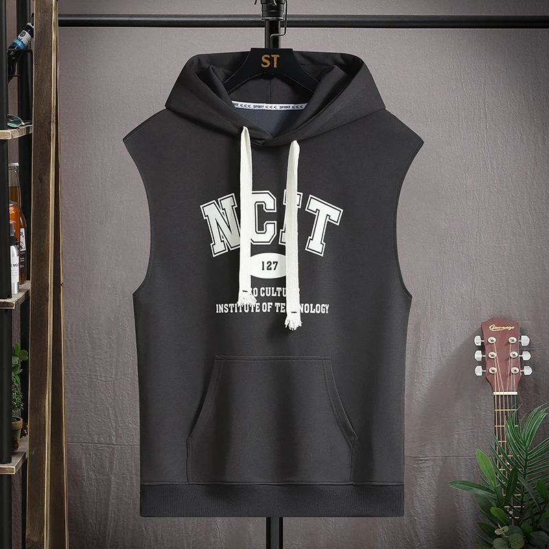 Sleeveless sweatshirt men's hooded vest sports fitness hoodie shoulder vest T-shirt summer pullover loose jacket
Sleeveless sweatshirt men's hooded vest sports fitness hoodie shoulder vest T-shirt summer pullover loose jacket