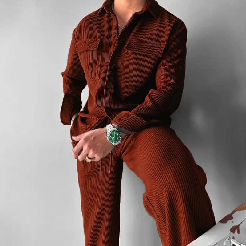 2025 Spring Casual Mens Two Piece Suits Streetwear Men Vintage Solid Color Lapel Corduroy Jacket And Pants Outfits Mens Clothing
2025 Spring Casual Mens Two Piece Suits Streetwear Men Vintage Solid Color Lapel Corduroy Jacket And Pants Outfits Mens Clothing