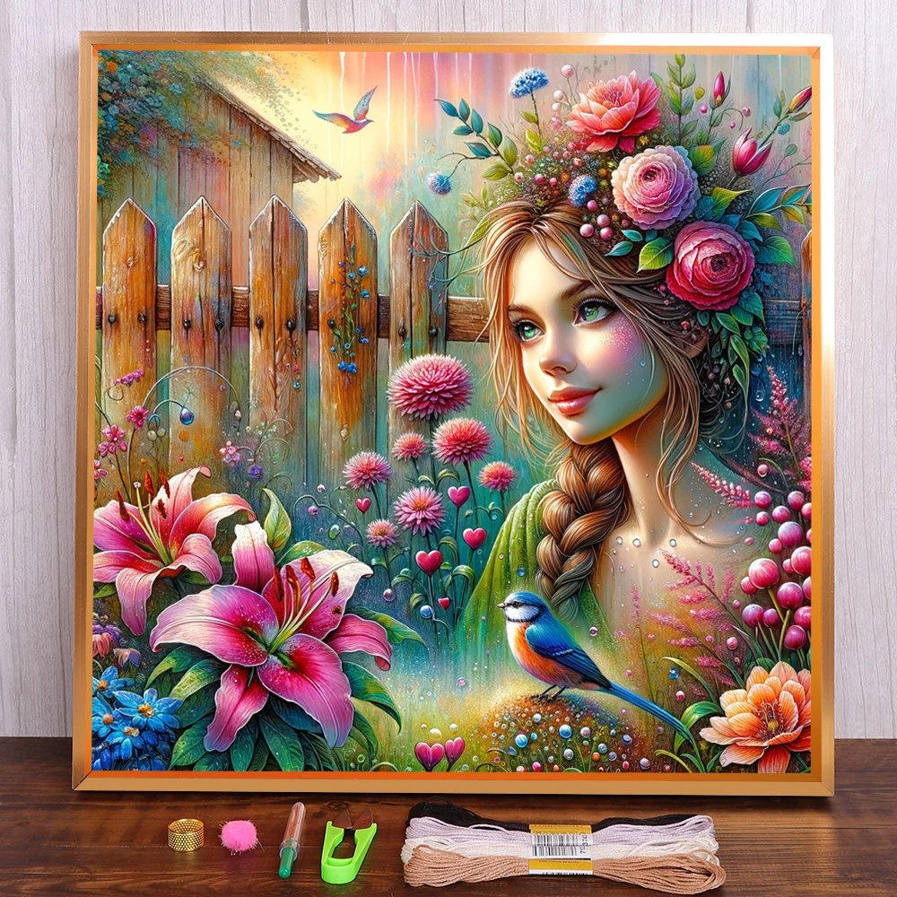 Portrait Girl Flower Pre-Printed 11CT Cross-Stitch Embroidery Kit Handmade Sewing Knitting Needlework Promotions Needle Magic
Portrait Girl Flower Pre-Printed 11CT Cross-Stitch Embroidery Kit Handmade Sewing Knitting Needlework Promotions Needle Magic