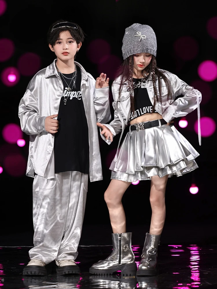Children Concert Stage Costume Girls Jazz Dance Clothes Silver Suit Boys Hip Hop Performance Clothing Tops Pants Skirt BL14233
Children Concert Stage Costume Girls Jazz Dance Clothes Silver Suit Boys Hip Hop Performance Clothing Tops Pants Skirt BL14233