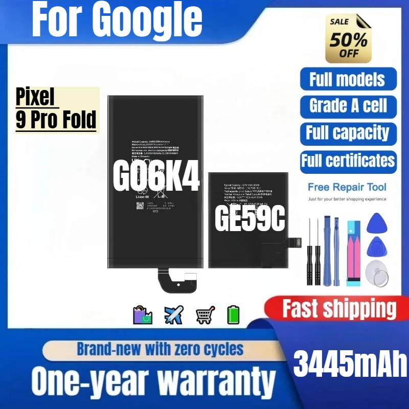 G06K4/GE59C for Google Pixel 9 Pro Fold Phone Battery High Quality High Capacity Replacement Bateria Grade A Cell with Tools
G06K4/GE59C for Google Pixel 9 Pro Fold Phone Battery High Quality High Capacity Replacement Bateria Grade A Cell with Tools