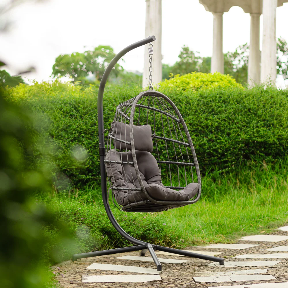 Outdoor Patio Wicker Hanging Chair, Patio Egg Chair, UV Resistant Dark Grey Cushion Aluminum Frame, Egg Chair
Outdoor Patio Wicker Hanging Chair, Patio Egg Chair, UV Resistant Dark Grey Cushion Aluminum Frame, Egg Chair