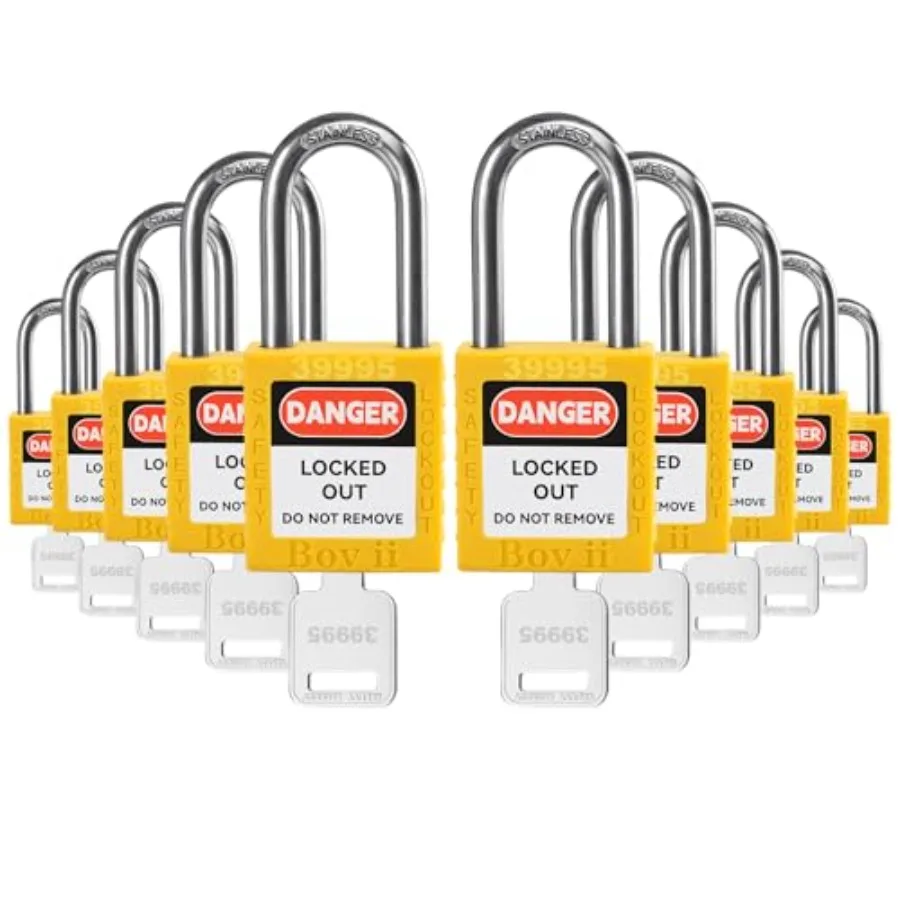 Lockout Tagout Locks Set, 10 Yellow Lockout Tagout Safety Padlocks Keyed Alike, 1 Key Per Lock, OSHA Compliant Loto Locks for L
Lockout Tagout Locks Set, 10 Yellow Lockout Tagout Safety Padlocks Keyed Alike, 1 Key Per Lock, OSHA Compliant Loto Locks for L