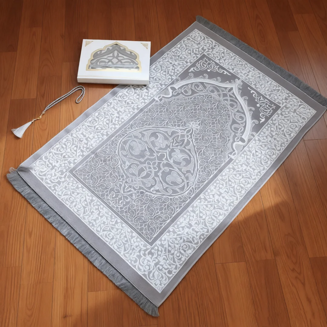 Islamic Prayer Rug and Prayer Beads with Elegant Design Gift Box Janamaz Soft Sajadah Muslim Gifts Set Portable Prayers Mat
Islamic Prayer Rug and Prayer Beads with Elegant Design Gift Box Janamaz Soft Sajadah Muslim Gifts Set Portable Prayers Mat