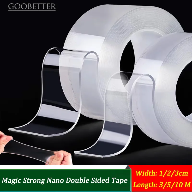 Transparent Double-Sided Adhesive Nano Strong Sticky Tape Removable Washable Nano Tape Length 3/5/10meters Width1/2/3cm
Transparent Double-Sided Adhesive Nano Strong Sticky Tape Removable Washable Nano Tape Length 3/5/10meters Width1/2/3cm