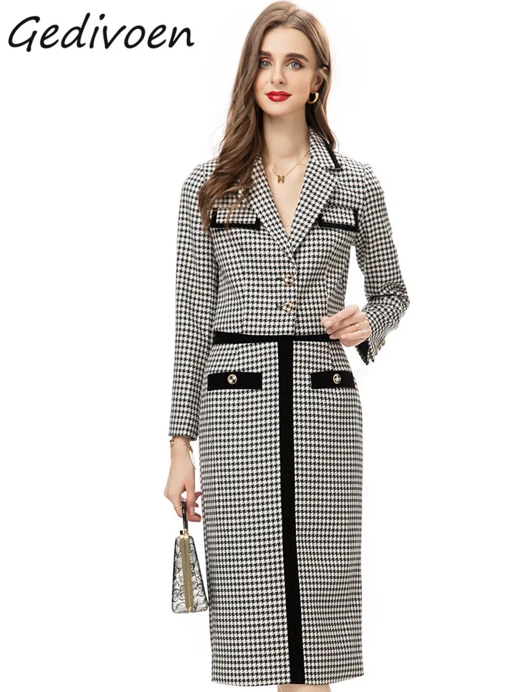 Gedivoen Winter Fashion Runway Vintage Plaid Skirt Set Women Lapel Button Pockets Slim Coats+Package Buttocks Skirt 2 Pieces Set
Gedivoen Winter Fashion Runway Vintage Plaid Skirt Set Women Lapel Button Pockets Slim Coats+Package Buttocks Skirt 2 Pieces Set