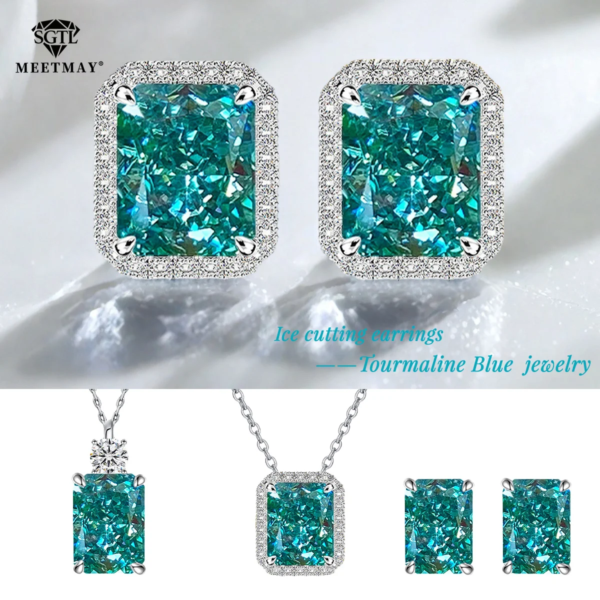 S925 sterling silver Earrings Shimmering, Tourmaline Blue ice-cut earrings&pendant necklace for women gifts fine jewelry
S925 sterling silver Earrings Shimmering, Tourmaline Blue ice-cut earrings&pendant necklace for women gifts fine jewelry
