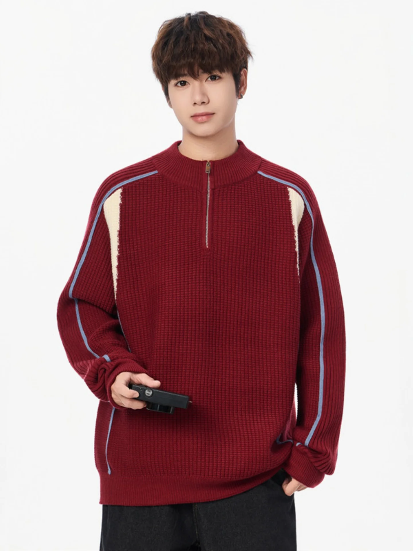 Zippered Knitted Loose Casual f-High Collar Men's Sweater American Retro Patchwork Jaet Outerwear Autumn Simple Ciwalk...
Zippered Knitted Loose Casual f-High Collar Men's Sweater American Retro Patchwork Jaet Outerwear Autumn Simple Ciwalk...