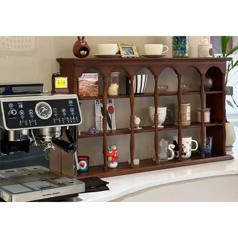 American retro cup holder wooden side cabinet antique wall hanging desktop rack solid wood French storage display rack
American retro cup holder wooden side cabinet antique wall hanging desktop rack solid wood French storage display rack