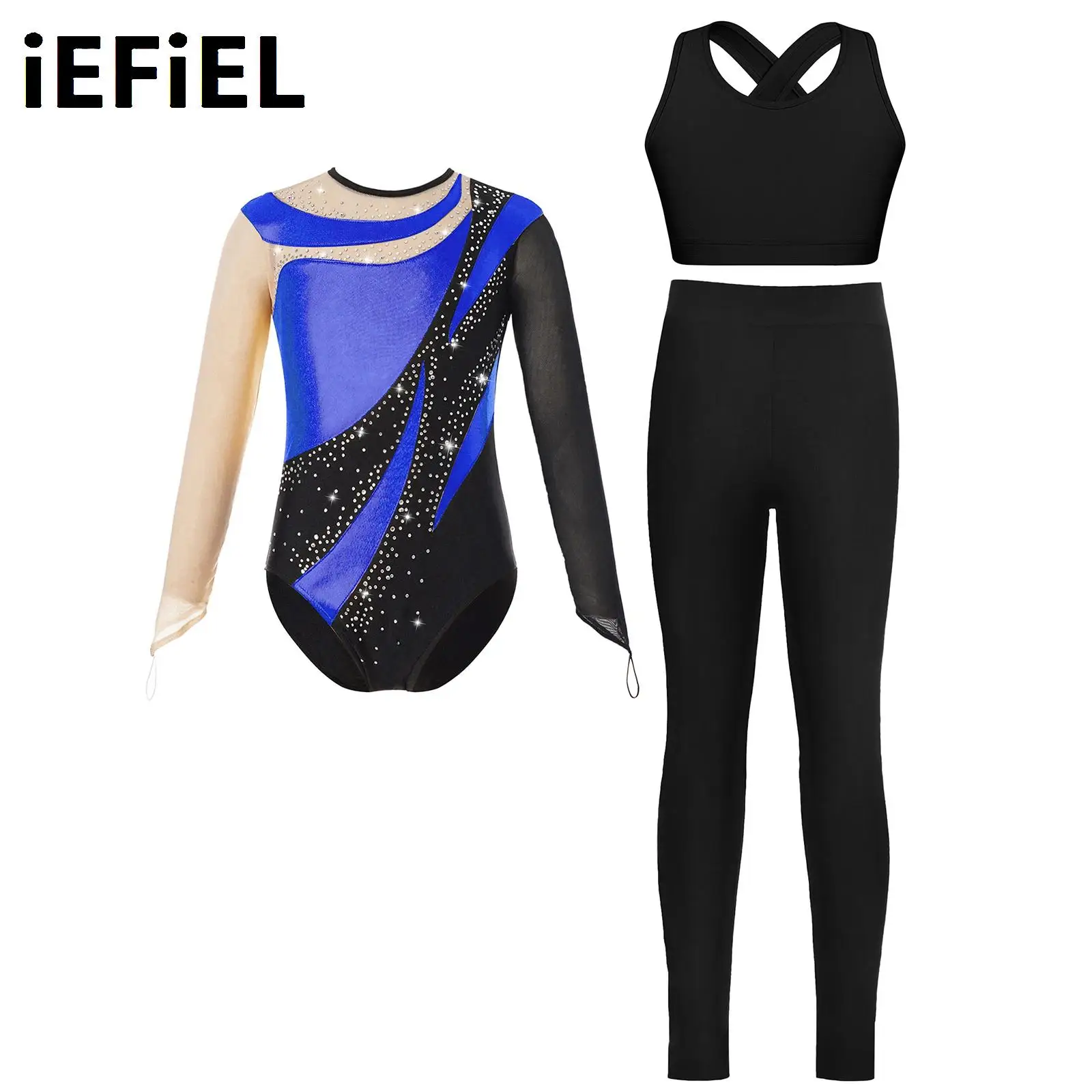 Kids Girls Figure Skating Costume Sets Long Sleeve Rhinestones Patchwork Leotard with Sleeveless U Neck Vest And Leggings
Kids Girls Figure Skating Costume Sets Long Sleeve Rhinestones Patchwork Leotard with Sleeveless U Neck Vest And Leggings