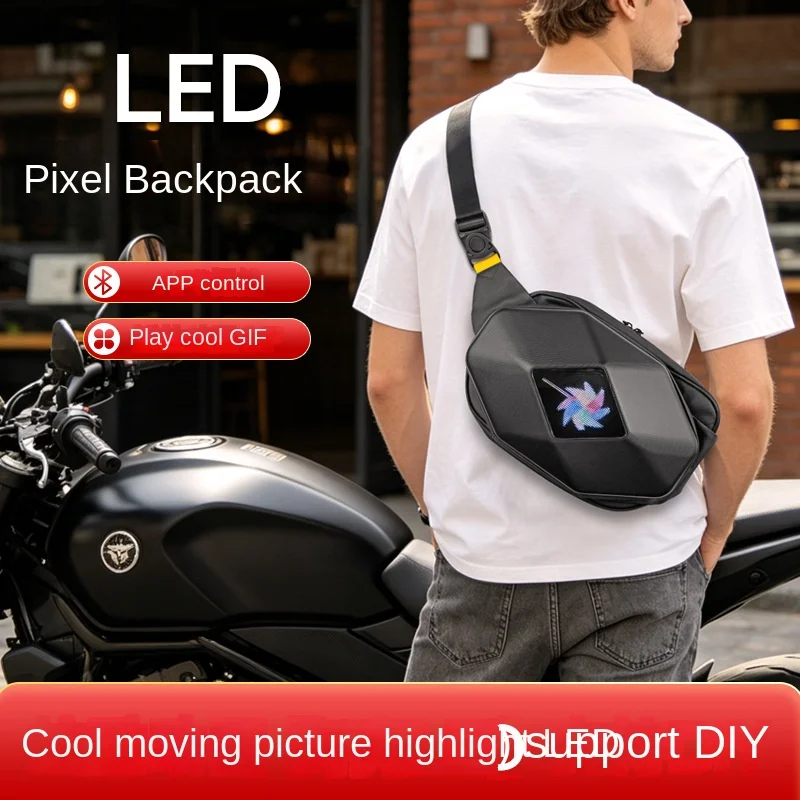 LED backpack shoulder bag with glowing display DIY hard-shell motorcycle riding and sports activities Chest Bag Cross Bag
LED backpack shoulder bag with glowing display DIY hard-shell motorcycle riding and sports activities Chest Bag Cross Bag