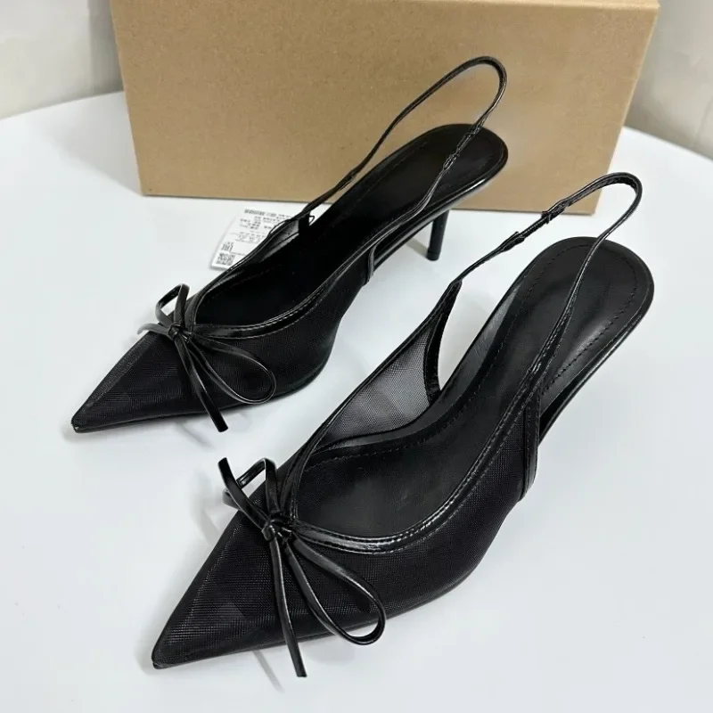 Brand Pointed Toe High Heels Women Summer Sandals Trendy Bow Knot Breathable Mesh Black Elegant Slip on Ladies Dress Shoes
Brand Pointed Toe High Heels Women Summer Sandals Trendy Bow Knot Breathable Mesh Black Elegant Slip on Ladies Dress Shoes