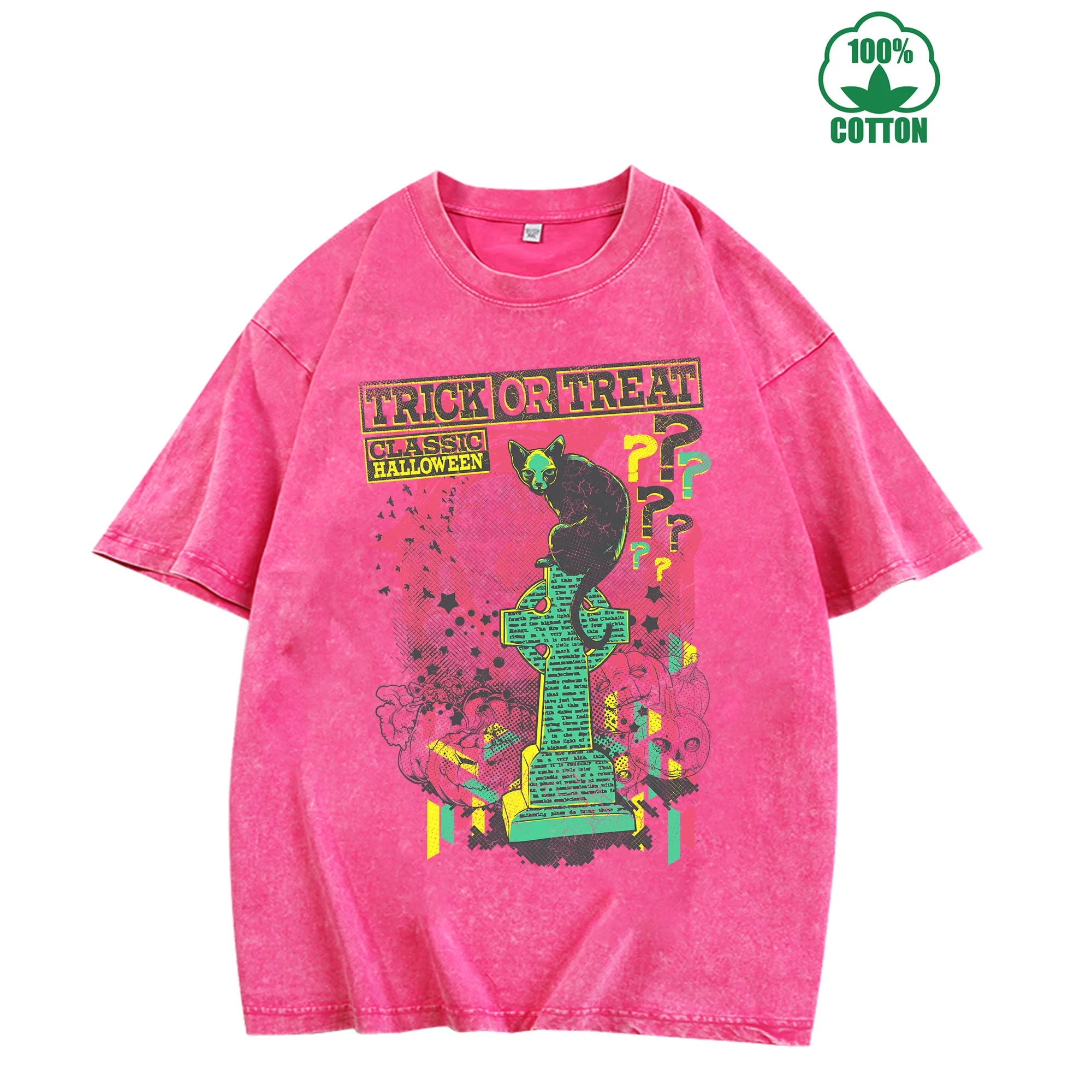Винтажная потертая футболка Trick or Treat, 230 г, 100% хлопок, удобная уличная одежда большого размера, унисекс
Винтажная потертая футболка Trick or Treat, 230 г, 100% хлопок, удобная уличная одежда большого размера, унисекс