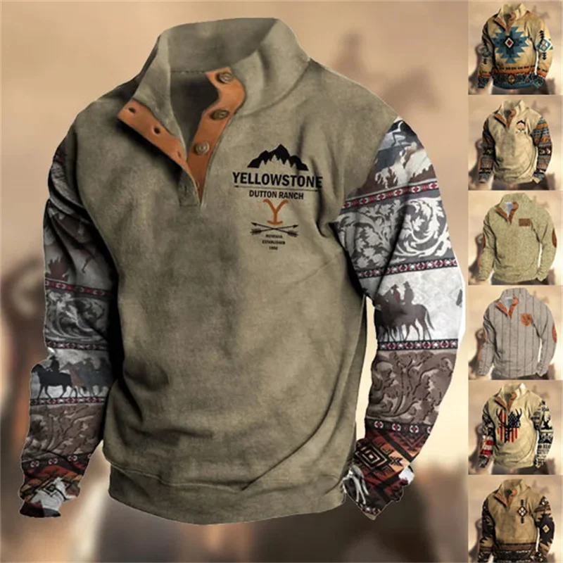 New Fashion Men's Stand Collar Hoodie Spring And Autumn Retro Style Western Denim Pattern Casual Men's Clothing Digital Printing
New Fashion Men's Stand Collar Hoodie Spring And Autumn Retro Style Western Denim Pattern Casual Men's Clothing Digital Printing