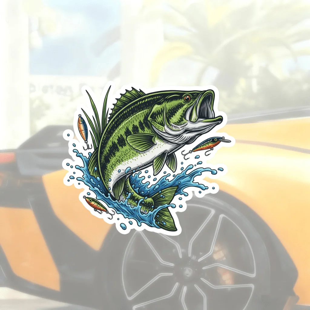 Bass Fish Fishing Vinyl Decal, Jumping Largemouth Bass Waterproof Sticker for Car, Truck, Boat, Tackle Box & Cooler
Bass Fish Fishing Vinyl Decal, Jumping Largemouth Bass Waterproof Sticker for Car, Truck, Boat, Tackle Box & Cooler