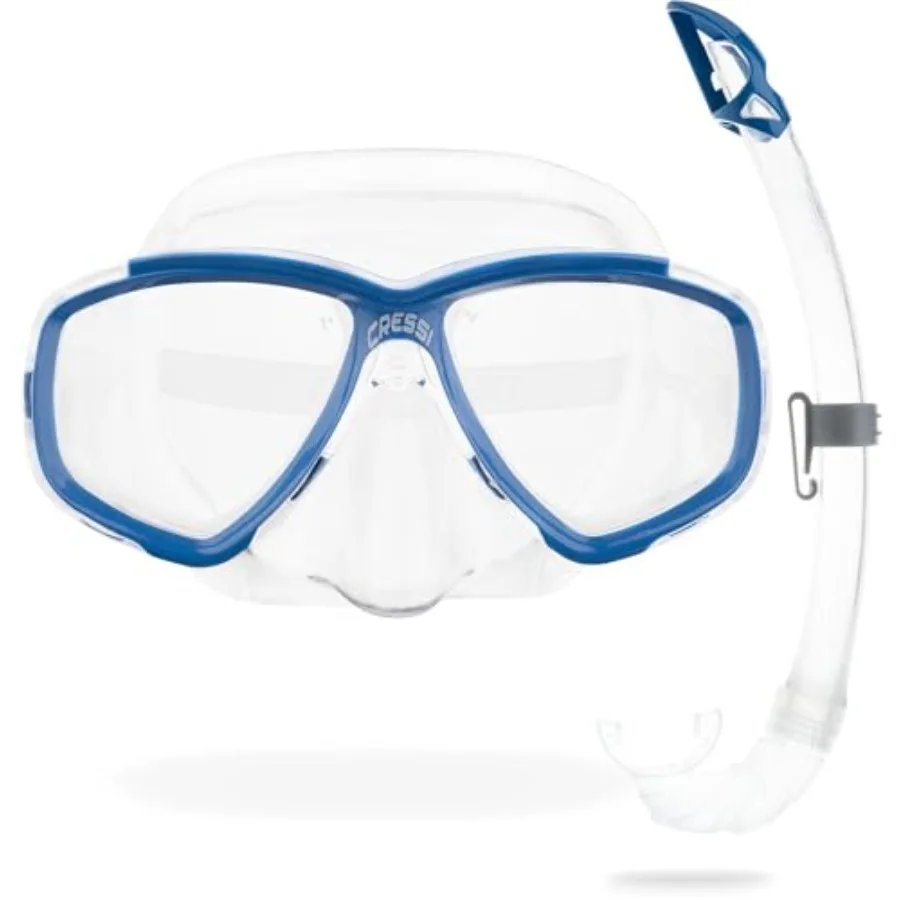 Unisex Perla Combo Set: Snorkel Mask for Water Sports, Silicone Material, Blue-White, Anti-Fog Lens Comfort Fit
Unisex Perla Combo Set: Snorkel Mask for Water Sports, Silicone Material, Blue-White, Anti-Fog Lens Comfort Fit