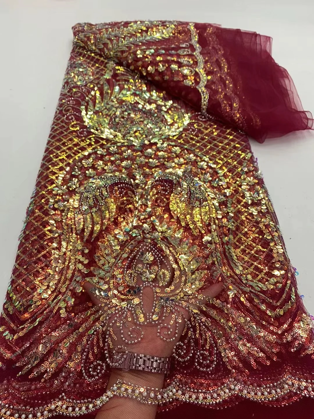 African Lace Beaded Fabric Sequins French Mesh Lace Fabric High Quality Luxury diy Sewing For Women Wedding Dresses,5yards
African Lace Beaded Fabric Sequins French Mesh Lace Fabric High Quality Luxury diy Sewing For Women Wedding Dresses,5yards