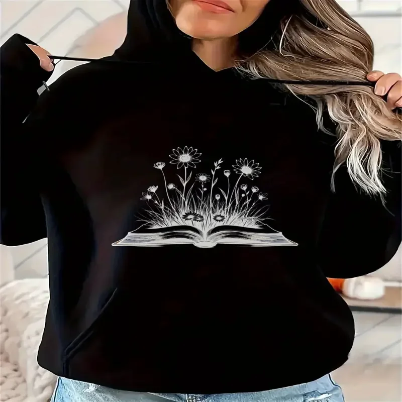 Женская толстовка с принтом книги одуванчика, повседневная одежда, удобная толстовка с капюшоном и графическим рисунком, осенне-зимняя сезонная уличная одежда 
Женская толстовка с принтом книги одуванчика, повседневная одежда, удобная толстовка с капюшоном и графическим рисунком, осенне-зимняя сезонная уличная одежда
