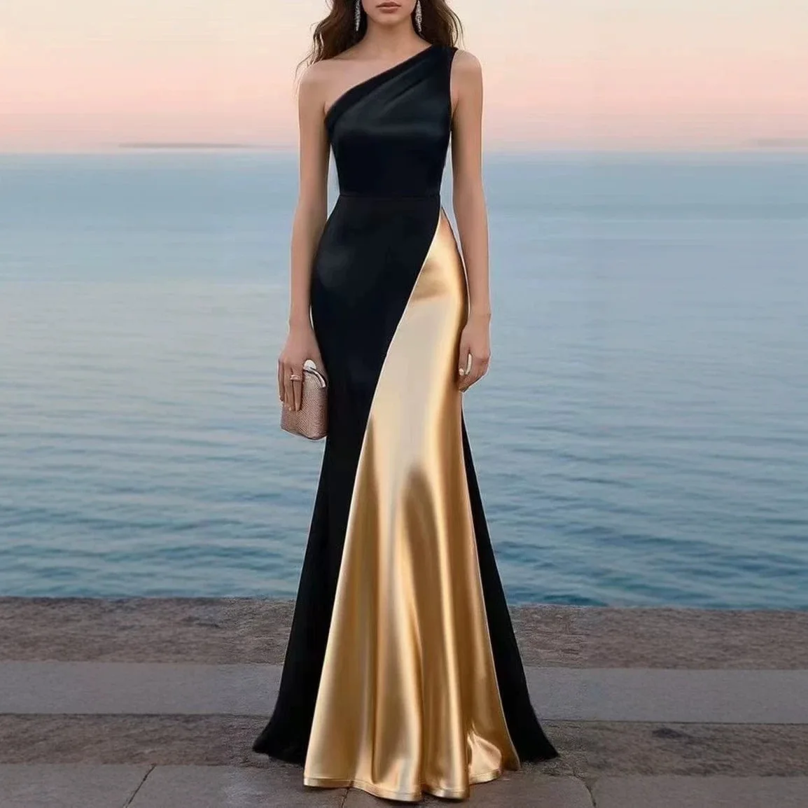 Contrast Color Luxurious Evening Dress for Women Mermaid Prom Dresses Woman Satin One Shoulder Elegant Party Dresses Vestidos
Contrast Color Luxurious Evening Dress for Women Mermaid Prom Dresses Woman Satin One Shoulder Elegant Party Dresses Vestidos