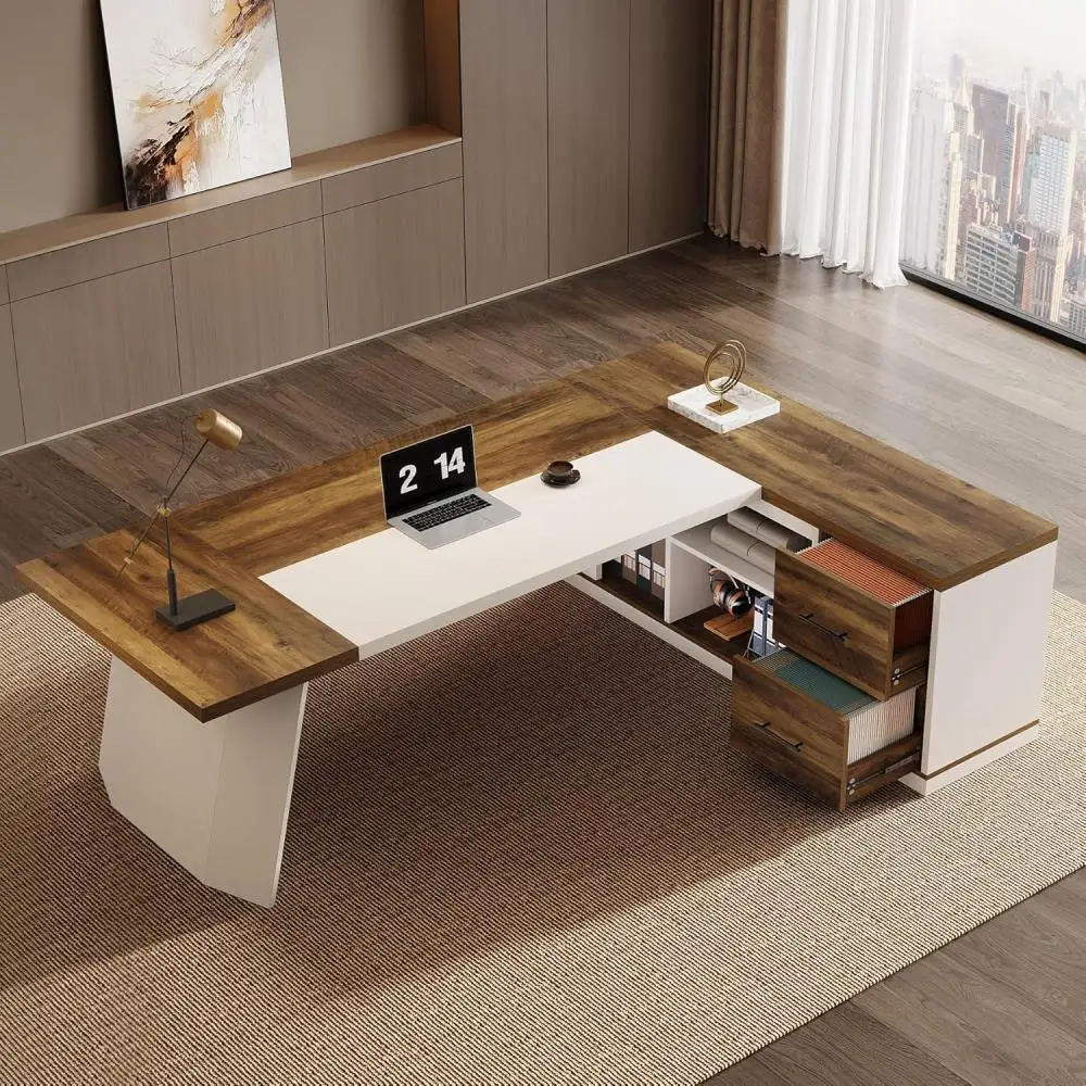Tribesigns 78.7" L-Shaped Executive Desk, Modern Office Desk with 55.1" Storage Cabinet, Large Computer Table with Drawe
Tribesigns 78.7" L-Shaped Executive Desk, Modern Office Desk with 55.1" Storage Cabinet, Large Computer Table with Drawe