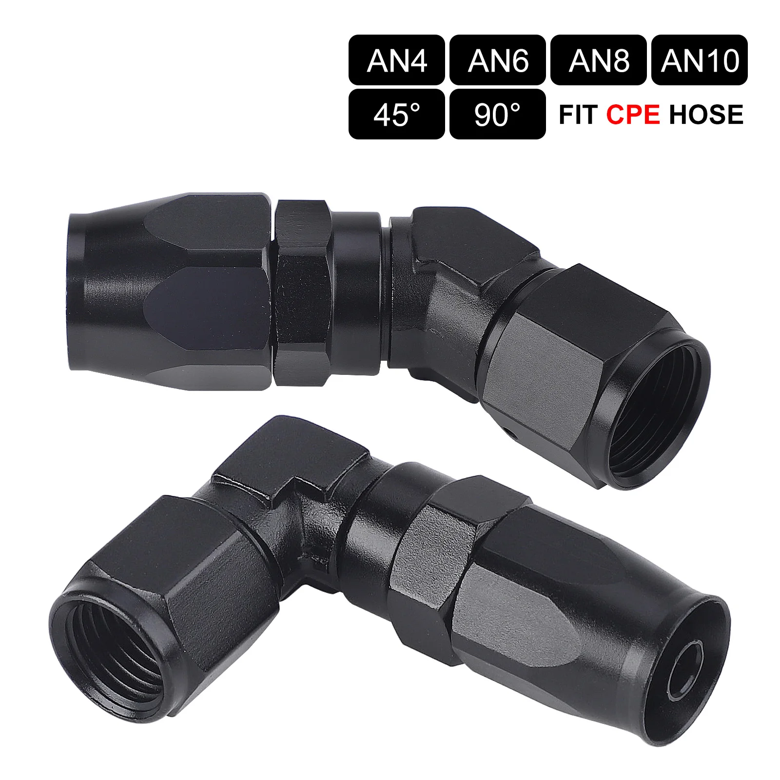 Universal AN4 AN6 AN8 AN10 Aluminum Forged Type Swivel Hose End Fitting Adapter 45 Degree 90 Degree For CPE Oil Cooler Fuel Line
Universal AN4 AN6 AN8 AN10 Aluminum Forged Type Swivel Hose End Fitting Adapter 45 Degree 90 Degree For CPE Oil Cooler Fuel Line
