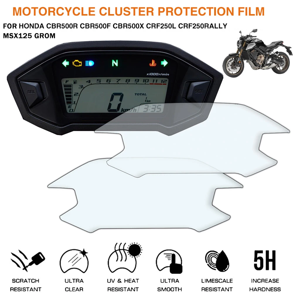 Для HONDA MSX125 400X CB400F CBR400R CRF250 MSX125 CBR500R мотоциклетный кластер, защитная пленка от царапин, защитные детали для экрана
Для HONDA MSX125 400X CB400F CBR400R CRF250 MSX125 CBR500R мотоциклетный кластер, защитная пленка от царапин, защитные детали для экрана