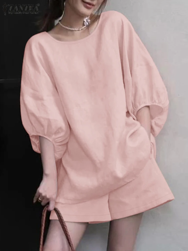 Fashion 2PCS Women Tracksuits Summer Short Sets 2025 ZANZEA Casual Solid Matching Sets 3/4 Sleeve Work Blouse Loose Shorts Suits
Fashion 2PCS Women Tracksuits Summer Short Sets 2025 ZANZEA Casual Solid Matching Sets 3/4 Sleeve Work Blouse Loose Shorts Suits