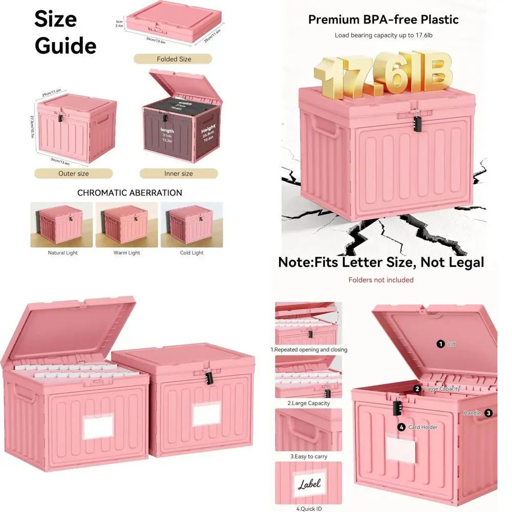 Pink Large 2-Pack Letter Size Hanging File Box Organizer for Home, Office, and School
Pink Large 2-Pack Letter Size Hanging File Box Organizer for Home, Office, and School