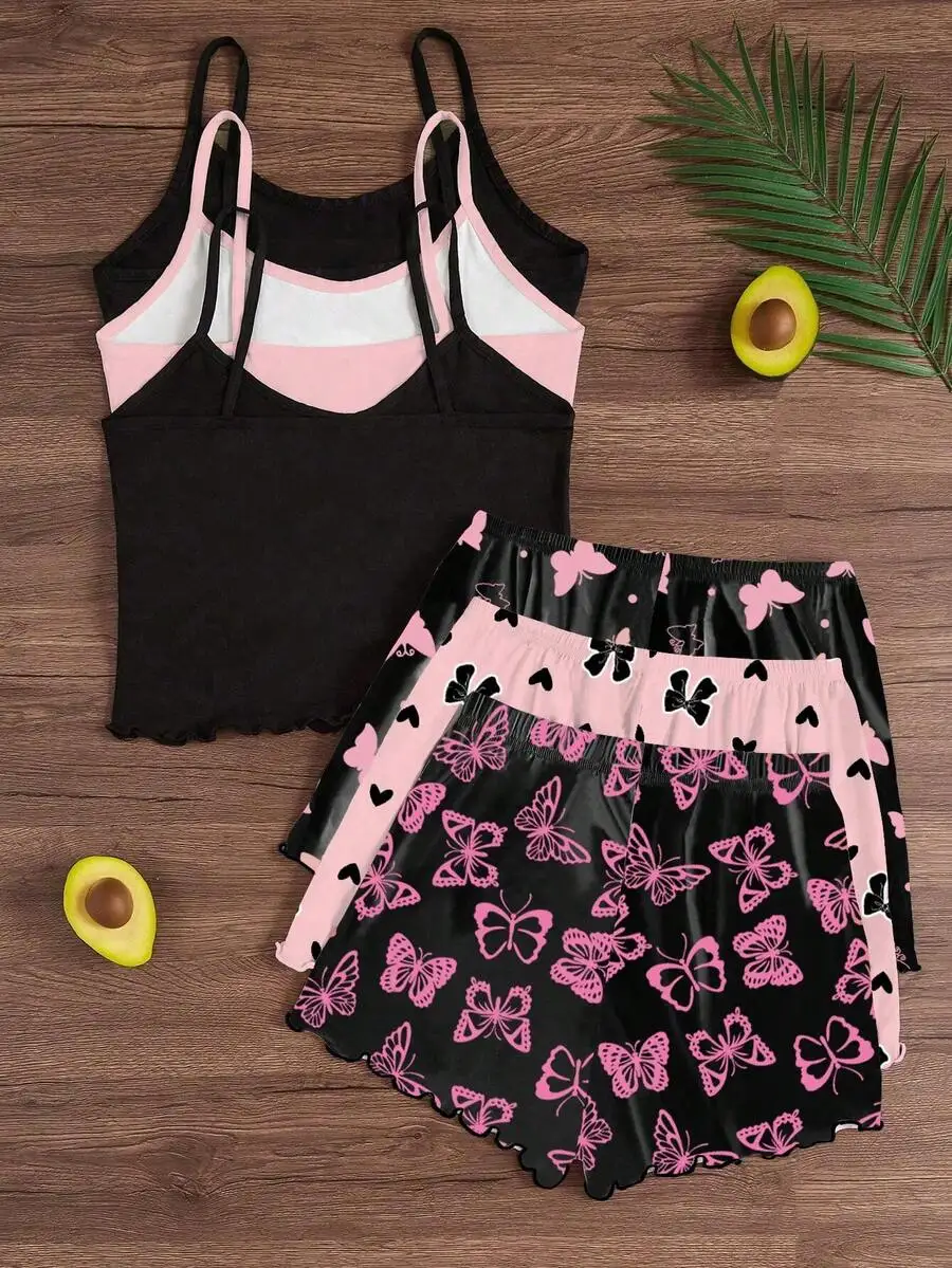 3-Piece Butterfly Print Camisole And Shorts Pajama Set For Women
3-Piece Butterfly Print Camisole And Shorts Pajama Set For Women