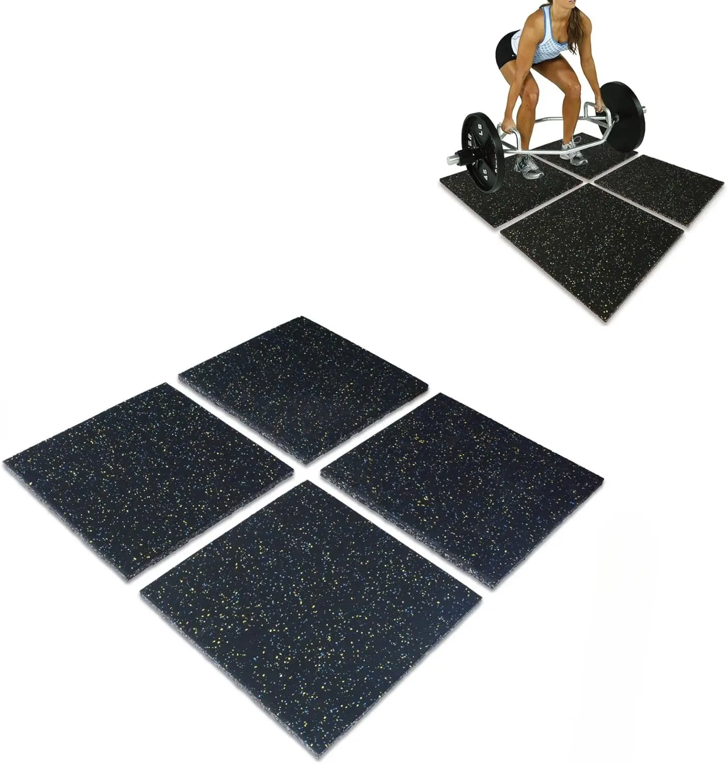 1" Thick Rubber Exercise Mats, Anti-Vibration Pads 20"x20", Non-Slip Gym Floor Tiles with Buckles for Fitness Equipment (4 Pcs)
1" Thick Rubber Exercise Mats, Anti-Vibration Pads 20"x20", Non-Slip Gym Floor Tiles with Buckles for Fitness Equipment (4 Pcs)